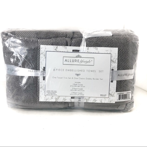 Allure lifestyle 6 piece towel set Charcoal - Picture 4 of 8